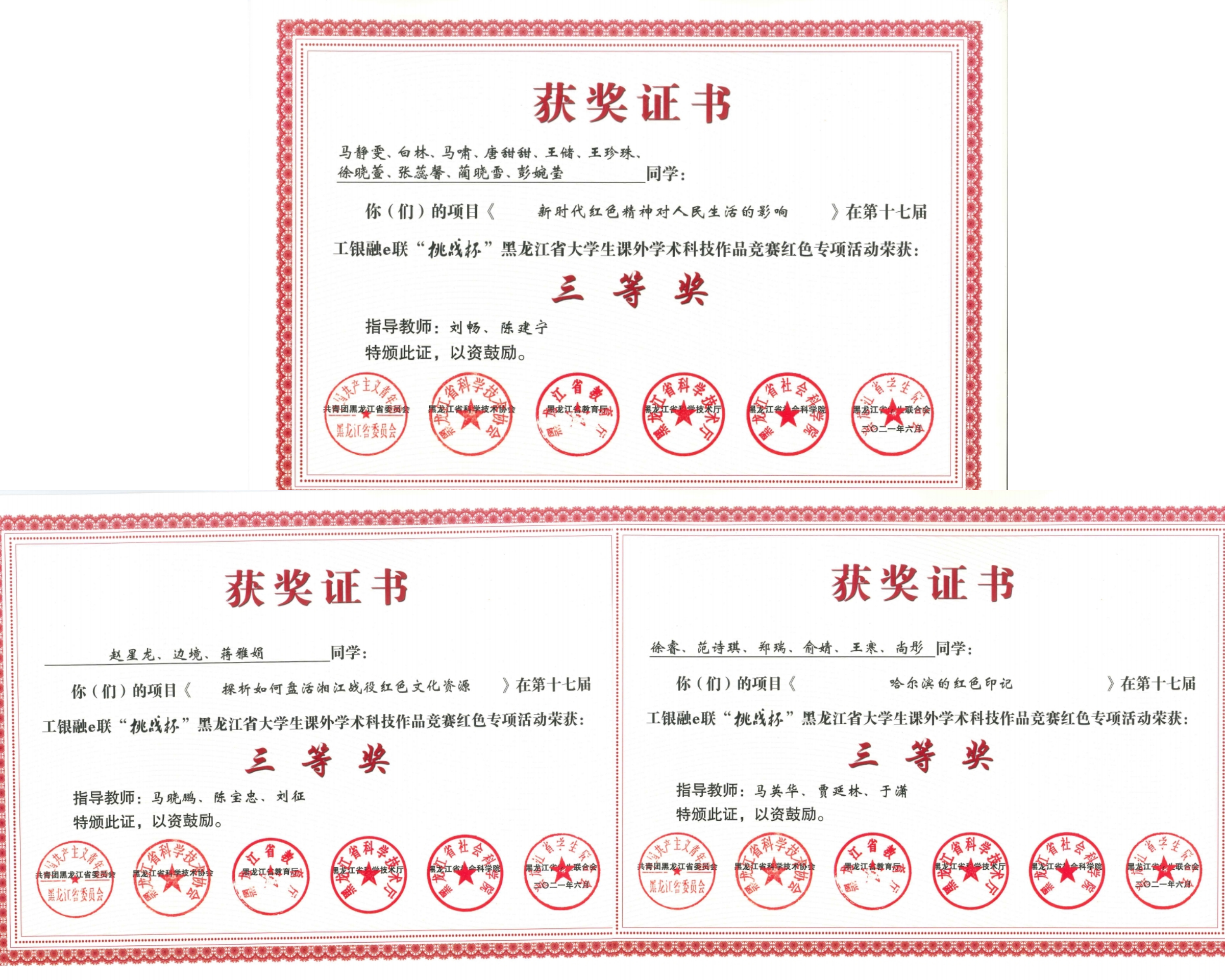 我校在第十七届"挑战杯"黑龙江省大学生课外学术科技作品竞赛中喜获